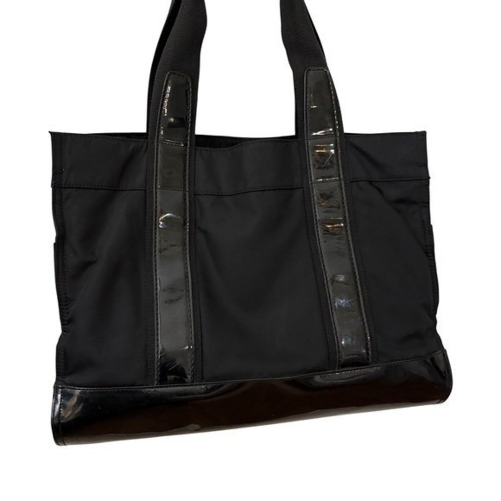 Tory Burch Black Nylon Patent Leather Trim Lightweight Everyday Tote Bag - Picture 2 of 16